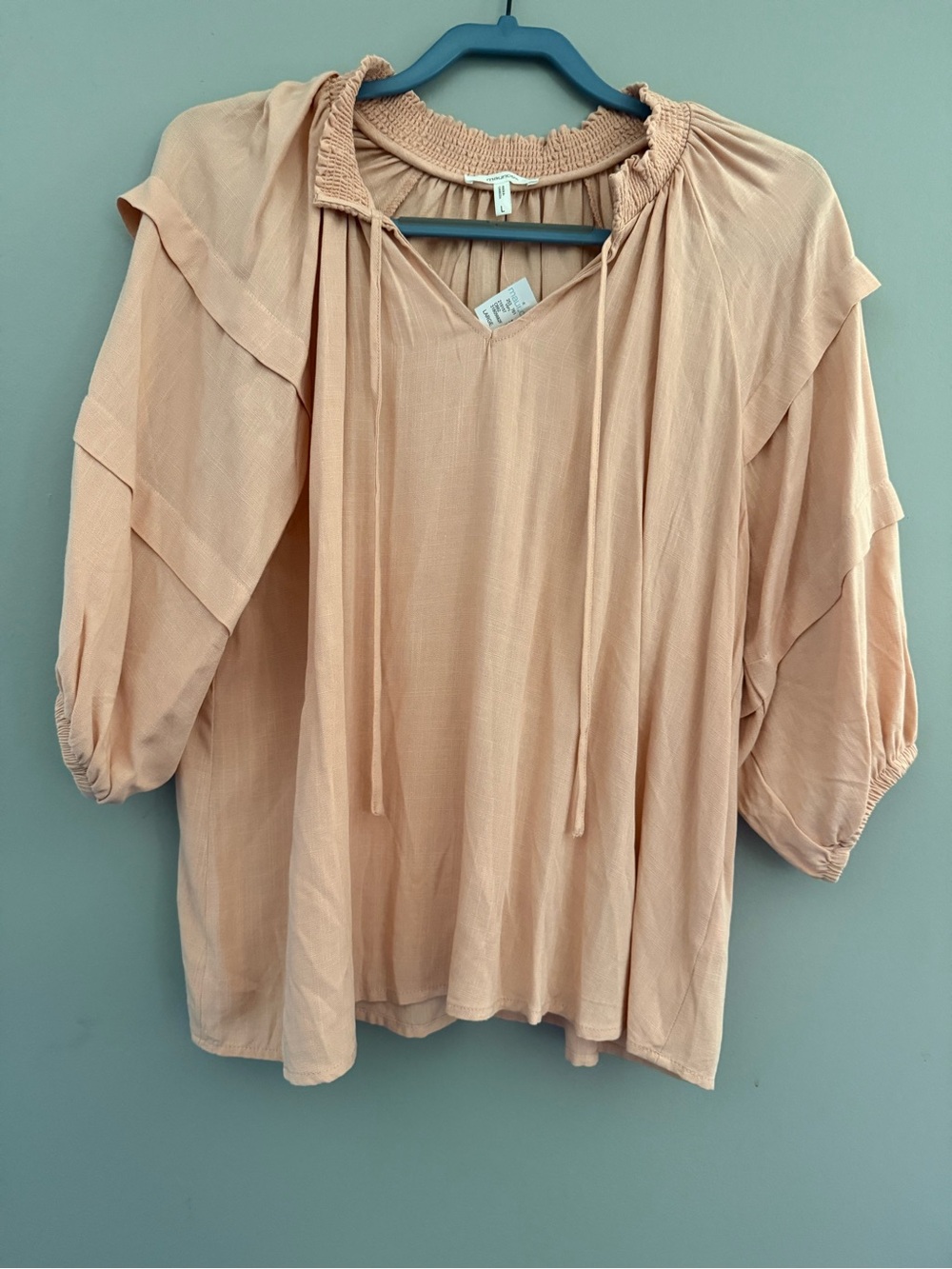 Maurices Peach Smocked-Neck Peasant Tunic